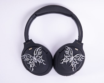 Chrome Butterfly Headphone Attachment: Cyberpunk Style Sony XM4 XM5 XM6