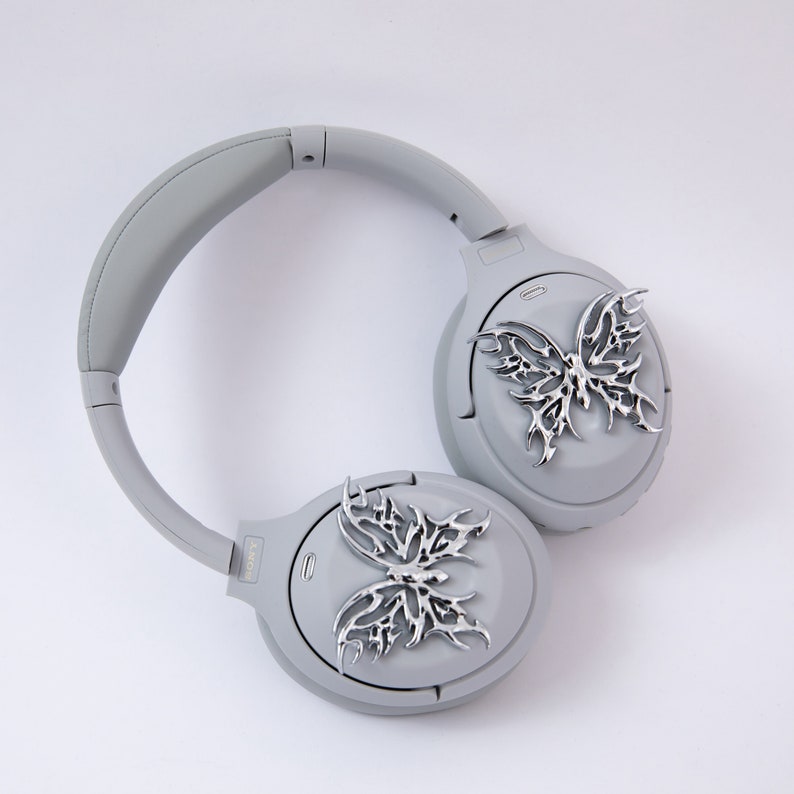 Sony XM4 attachments, Sony XM4 aesthetic, Sony XM4 accessories, cyberpunk, boyfriend, sonyheadphones, sonywh1000xm5, Sonywh1000xm4, headphone accessories, headphone attachments, chrome butterflies, butterfly