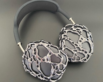 Wave AirPods Max Covers: Black Resin AirPods Max Accessories, AirPods Max attachments, Apple headphone covers a set of 2