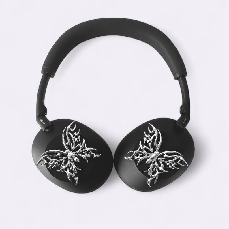 Chrome Butterfly Headphone Attachment: Cyberpunk Style Sony XM4 XM5 XM6 image 3