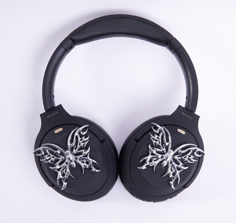 Sony XM4 attachments, Sony XM4 aesthetic, Sony XM4 accessories, cyberpunk, boyfriend, sonyheadphones, sonywh1000xm5, Sonywh1000xm4, headphone accessories, headphone attachments, chrome butterflies, butterfly