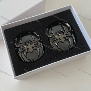 Metal Spider AirPods Max Covers: Chrome Metal spiders for Apple headphones, headphone attachments, AirPods Max accessories 2 black spiders