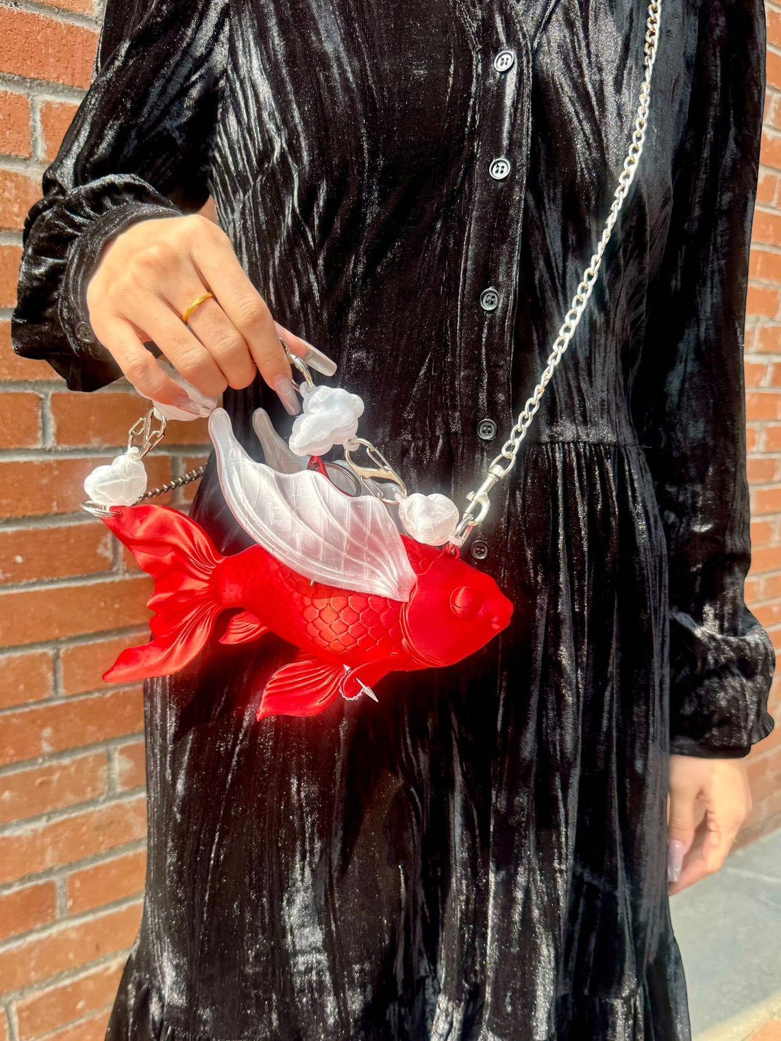 Fish Handbag Jinli Koi Fish Bag – 3D Printed Blue Flying Fish Purse – Iridescent ...