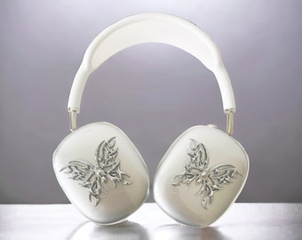 Silver butterfly cases for Airpods Max, Airpods Max covers, Airpods Max attachments, apple headphones accessories, cyberpunk