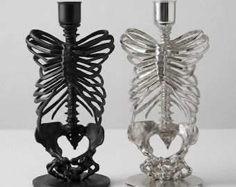 Ribcage Candle Holder: Gothic Home Decor, interior decorations, skeleton sculpture in metal