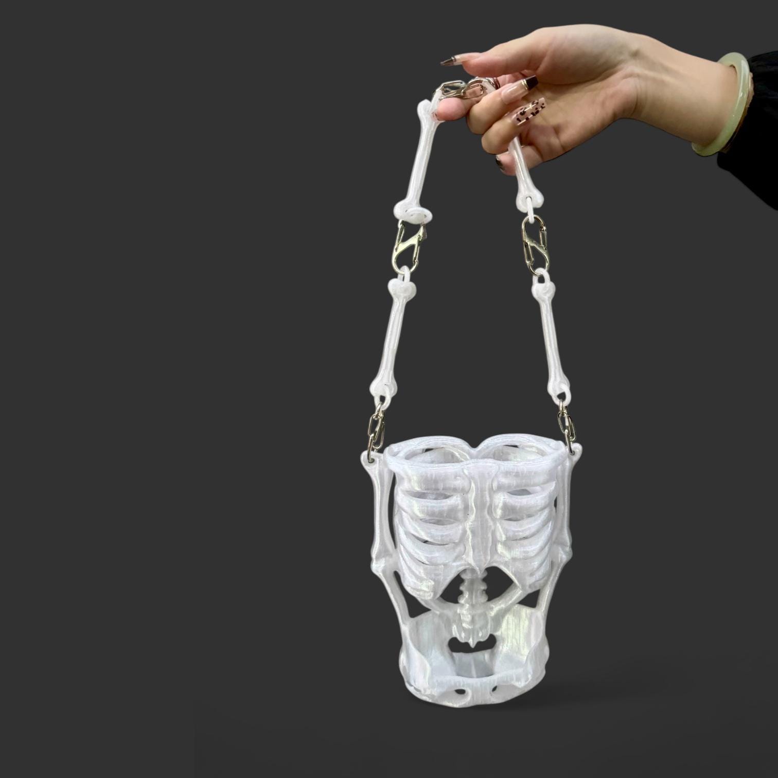 Skeleton Purse, Bone Shoulder Bag, Gothic Handbag, Anatomical Art
