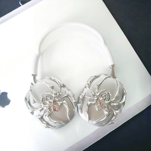 Silver spider AirPods Max attachments, apple headphones, AirPods Max covers, AirPods Max cases, cyberpunk, punk, steampunk, gift for her