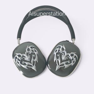Heart AirPods max attachments, no headset included, AirPods max cases, AirPods max covers, apple headphones, cyberpunk, punk silver hearts