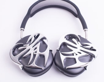 Love Airpods Max Covers: Glossy Silver, Chinese Character Design