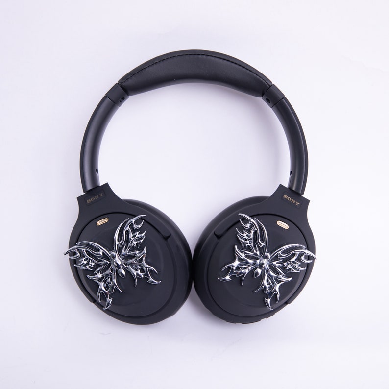 Sony XM4 attachments, Sony XM4 aesthetic, Sony XM4 accessories, cyberpunk, boyfriend, sonyheadphones, sonywh1000xm5, Sonywh1000xm4, headphone accessories, headphone attachments, chrome butterflies, butterfly
