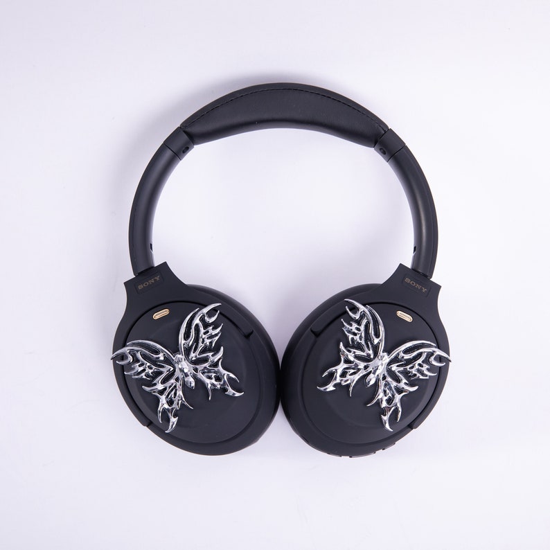 Sony XM4 attachments, Sony XM4 aesthetic, Sony XM4 accessories, cyberpunk, boyfriend, sonyheadphones, sonywh1000xm5, Sonywh1000xm4, headphone accessories, headphone attachments, chrome butterflies, butterfly