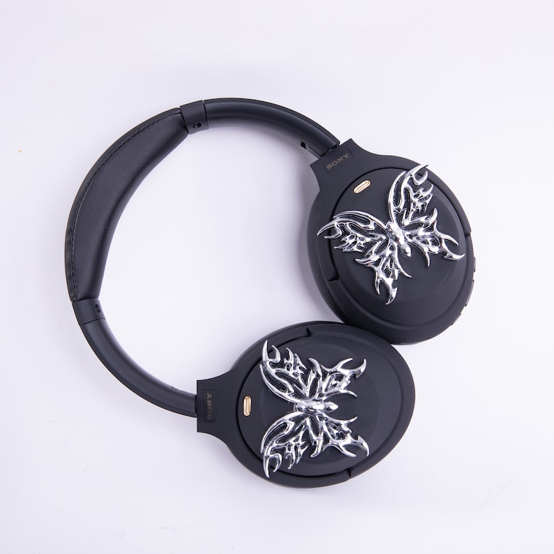 Sony XM4 attachments, Sony XM4 aesthetic, Sony XM4 accessories, cyberpunk, boyfriend, sonyheadphones, sonywh1000xm5, Sonywh1000xm4, headphone accessories, headphone attachments, chrome butterflies, butterfly