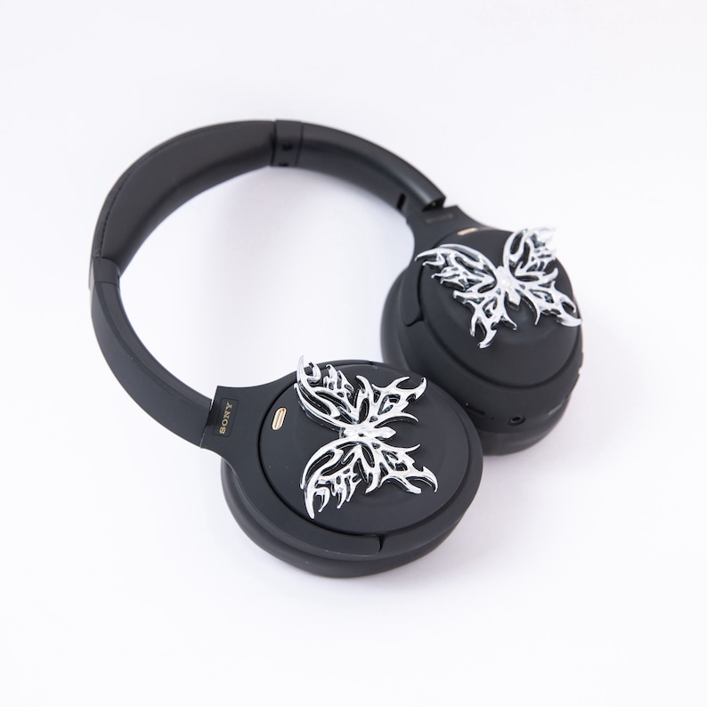 Sony XM4 attachments, Sony XM4 aesthetic, Sony XM4 accessories, cyberpunk, boyfriend, sonyheadphones, sonywh1000xm5, Sonywh1000xm4, headphone accessories, headphone attachments, chrome butterflies, butterfly