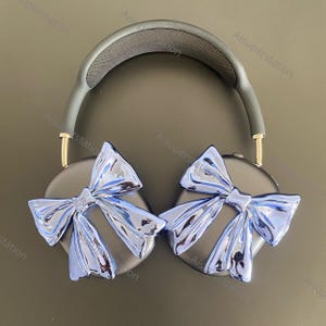 Blue bow AirPods Max cases, 3D printed AirPods Max covers, apple headphone accessories, apple headphone attachments, no headset included
