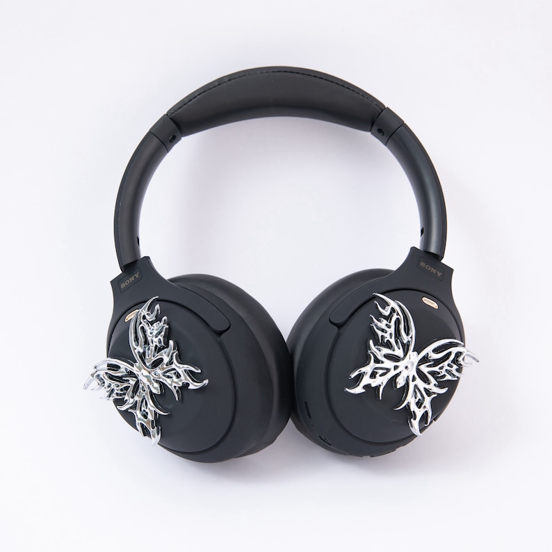 Sony XM4 attachments, Sony XM4 aesthetic, Sony XM4 accessories, cyberpunk, boyfriend, sonyheadphones, sonywh1000xm5, Sonywh1000xm4, headphone accessories, headphone attachments, chrome butterflies, butterfly