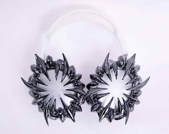 3D Printed Throne AirPods Max Covers: Glossy Black Cyberpunk Resin Cases