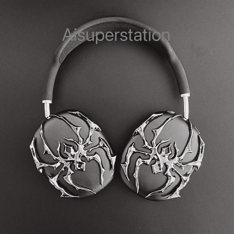 Metal Spider AirPods Max Covers: Chrome Metal spiders for Apple headphones, headphone attachments, AirPods Max accessories image 2