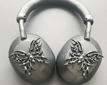 Chrome Butterfly Headphone Attachments: Y2K Steampunk Cyberpunk Style for SONY XM4, XM5, XM6, any headsets with flat backs