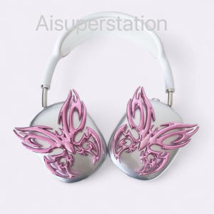Pink butterfly AirPods Max cases, 3D printed AirPods Max covers, apple headphone accessories, no headset included, AirPods Max attachment