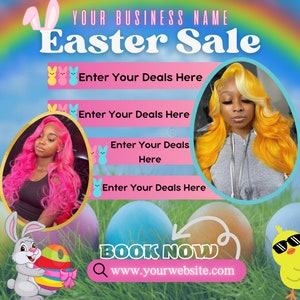 Easter Booking Flyer, Easter Special Flyer, Easter Sale, Spring Booking Flyer, Easter Books Open March Appointments Hair Braids Lashes Wigs image 2