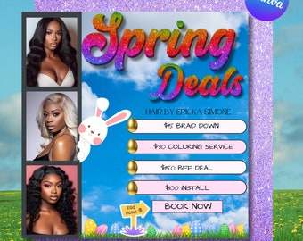 Easter Booking Flyer, Easter Special Flyer, Easter Sale, Spring Booking Flyer, Easter Books Open March Appointments Hair Braids Lashes Wigs