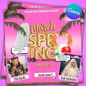 Spring Break Flyer, Spring Break Braids Flyer, Spring Flyer, MUA Flyer, Nail Flyer, Hair Flyer, Lash Flyer, March April Flyer image 1