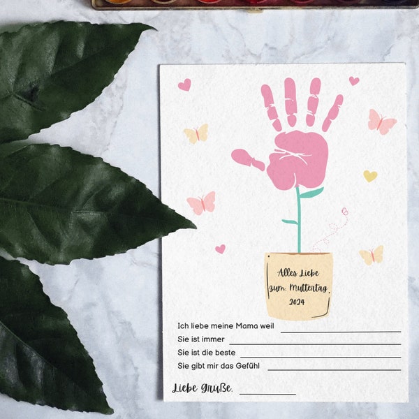 Kreative Muttertags-Freude: DIY Bild zum Ausdrucken für Kinderfüße und Kinderhände | Handabdruck | Fußabdruck
