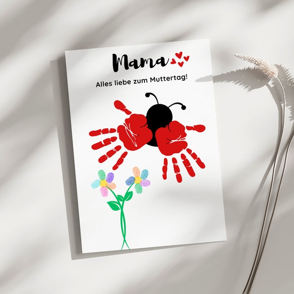 Kreative Muttertags-Freude: DIY Marienkäfer zum Ausdrucken für Kinderfüße und -hände | Handabdruck | Fußabdruck