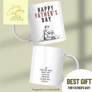 Father&#39;s Day Mug Wrap | Superhero Dog Dad Sketch | Minimalist Mug Design for Dog Lovers | 300 DPI for Sublimation |Cute & Sweet Gift for Him
