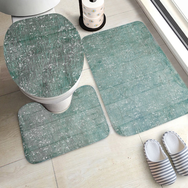 Ensemble de tapis de toilette, motifs de jardin : tapis de bain majestueux - motif vintage - absorption d'eau et durabilité, lot de 3 cadeau pour la maison