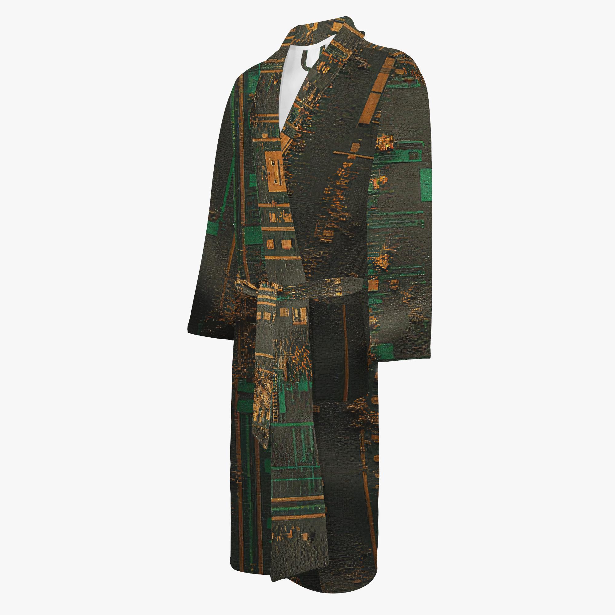 Industrial Robe Rusty Circuit Robe, Men's Industrial Green Orange Grunge Print ...