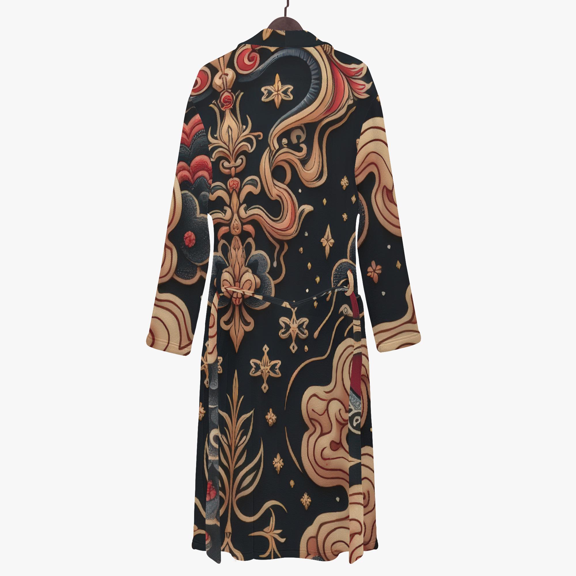 Samurai Bathrobe Japanese Cloud Wave Art Black Beige Rust Bohemian Men ...