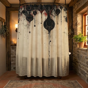 Moody Shower Curtain Abstract Dripping Art Red Black Macabre Paint Gothic Mystical Decor Weird