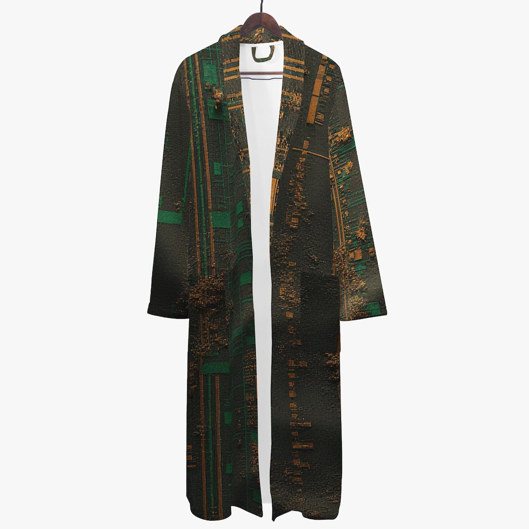 Industrial Robe Rusty Circuit Robe, Men's Industrial Green Orange Grunge Print ...