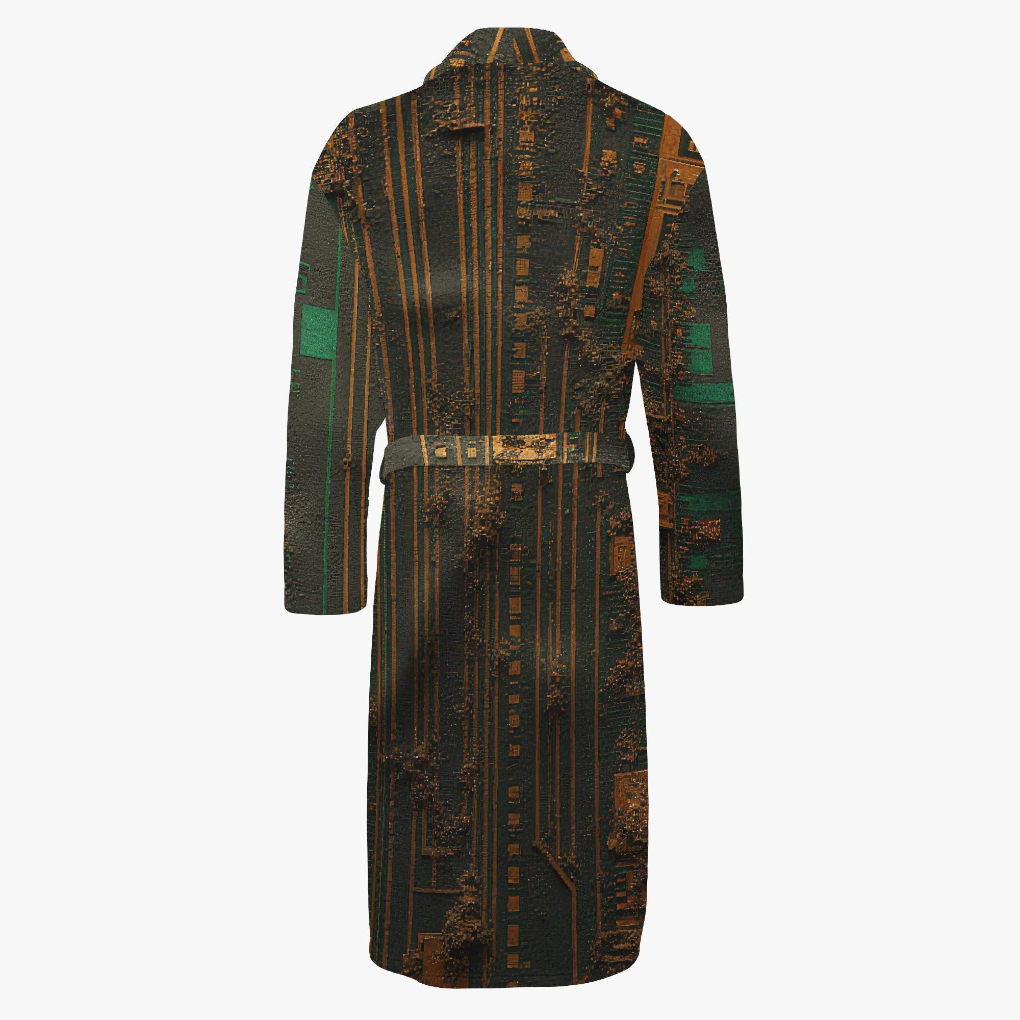 Industrial Robe Rusty Circuit Robe, Men's Industrial Green Orange Grunge Print ...