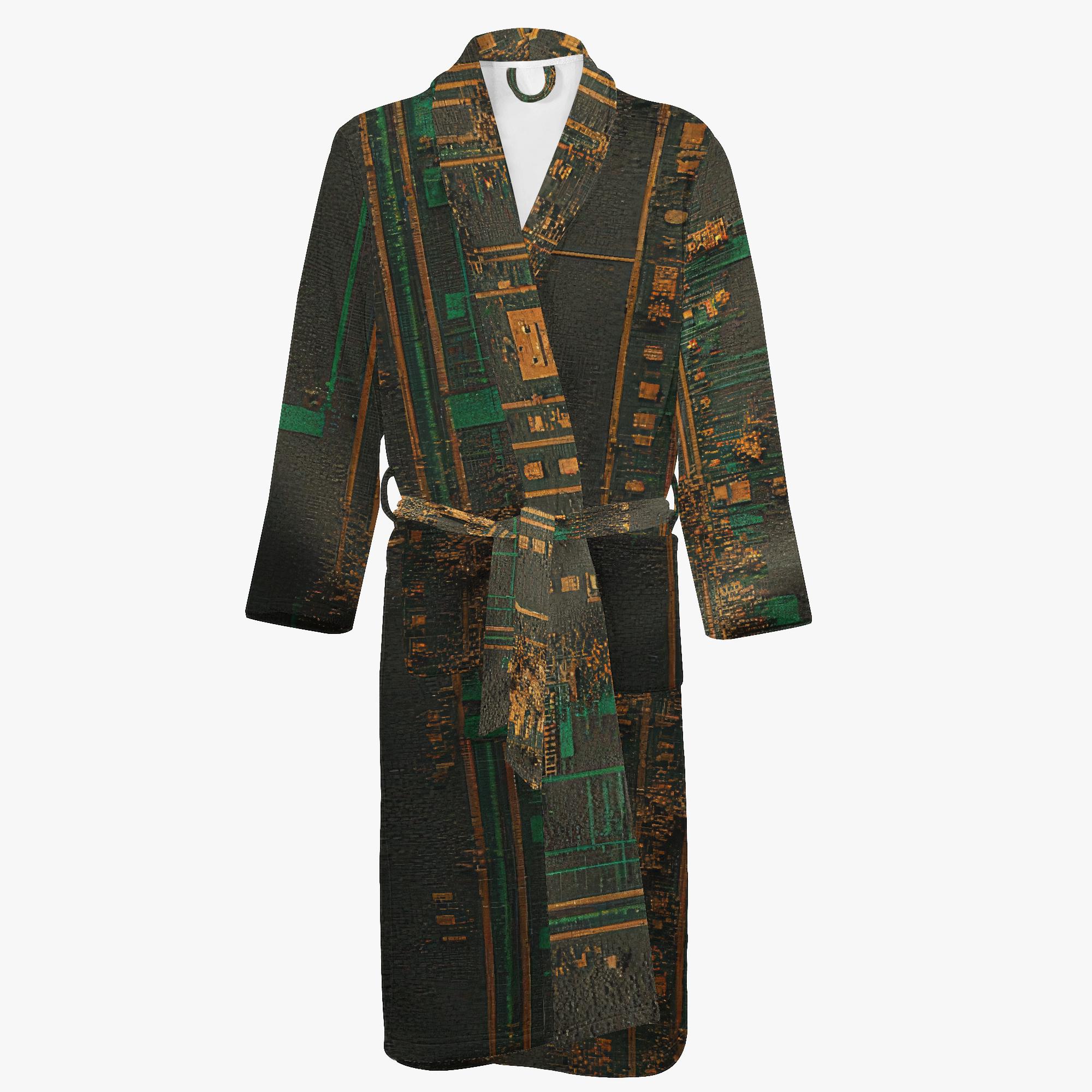 Industrial Robe Rusty Circuit Robe, Men's Industrial Green Orange Grunge Print ...