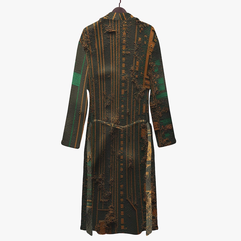 Industrial Robe Rusty Circuit Robe, Men's Industrial Green Orange Grunge Print ...