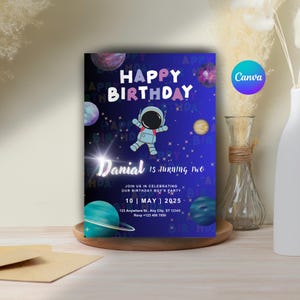 Astronaut Birthday Template, Boy Birthday Template, Birthday Invitation, Birthday Boy Invitation, Kids Invitation, Kids Birthday Card