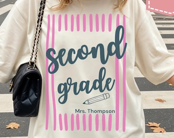 Custom Second Grade Teacher Shirt, Comfort Colors Teacher Tee, 2nd Grade Teacher Gift, Back To School Teacher Apparel