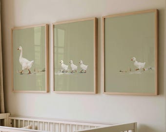 Mother Goose Set of 3 Framed Nursery Wall Art Prints, Cottagecore Kids Room Decor