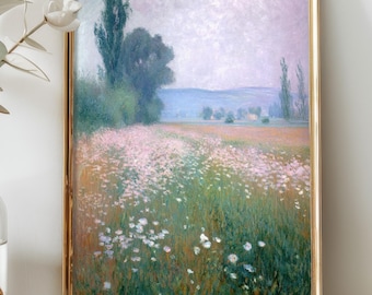 Monet Blumenfeld Kunstdruck, französisches Land Impressionistdekor