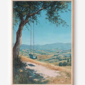 Vintage Nostalgic Retro Painting Wall Art Print, French Countryside Decor, Summer Nostalgia Print, French Cottage Decor, Farmhouse Wall Art