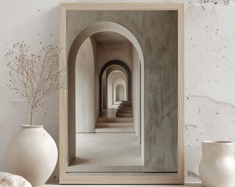 Neutrala bågar konsttryck, minimalistisk arkitektonisk heminredning