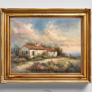 Pastel French Countryside Painting Print, Muted Pastel Wall Art, French Country Decor, Whimsical Vintage Landscape Prints, Impressionist Art
