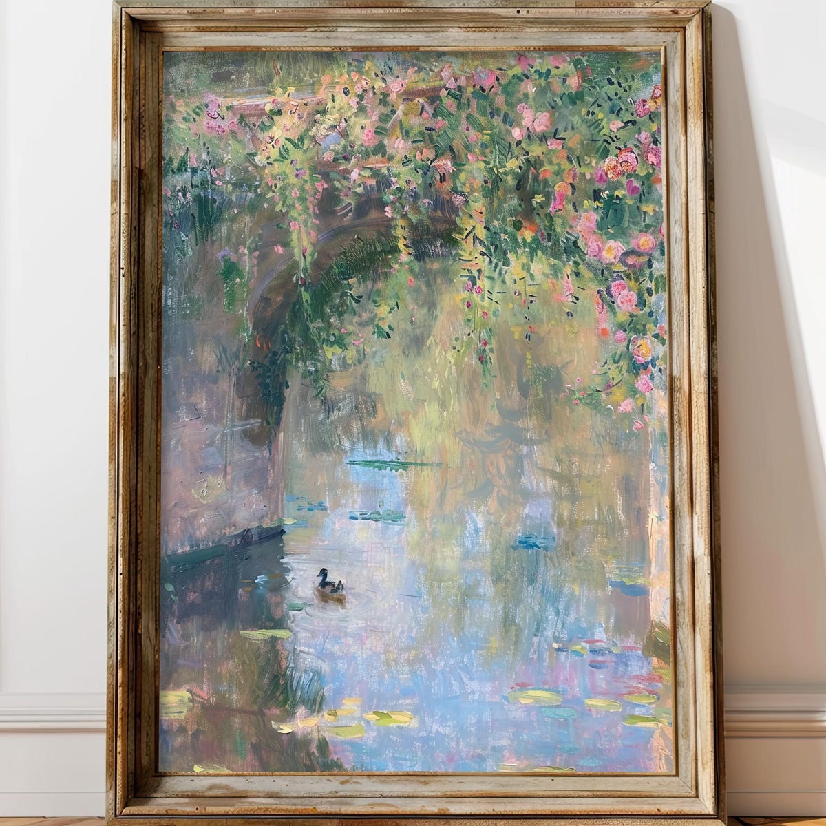Monet Style Pastel Oil Painting Print, French Country Wall Decor, Impressionist Floral Wall Art, Vintage Water Lily Print, French Cottage - Etsy