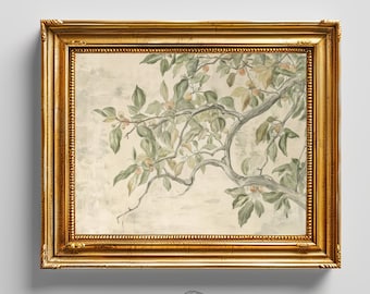 Vintage Fruit Tree Muted Art Print, Botanical Neutral Farmhouse Prints, Country Wall Art Giclée Print, Rustic French Country Wall Décor