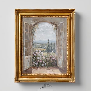 Stampa di un dipinto vintage francese in stile country, decorazione murale floreale in stile rustico, pittura a olio antica primaverile ed estiva, stampe pastello neutre.