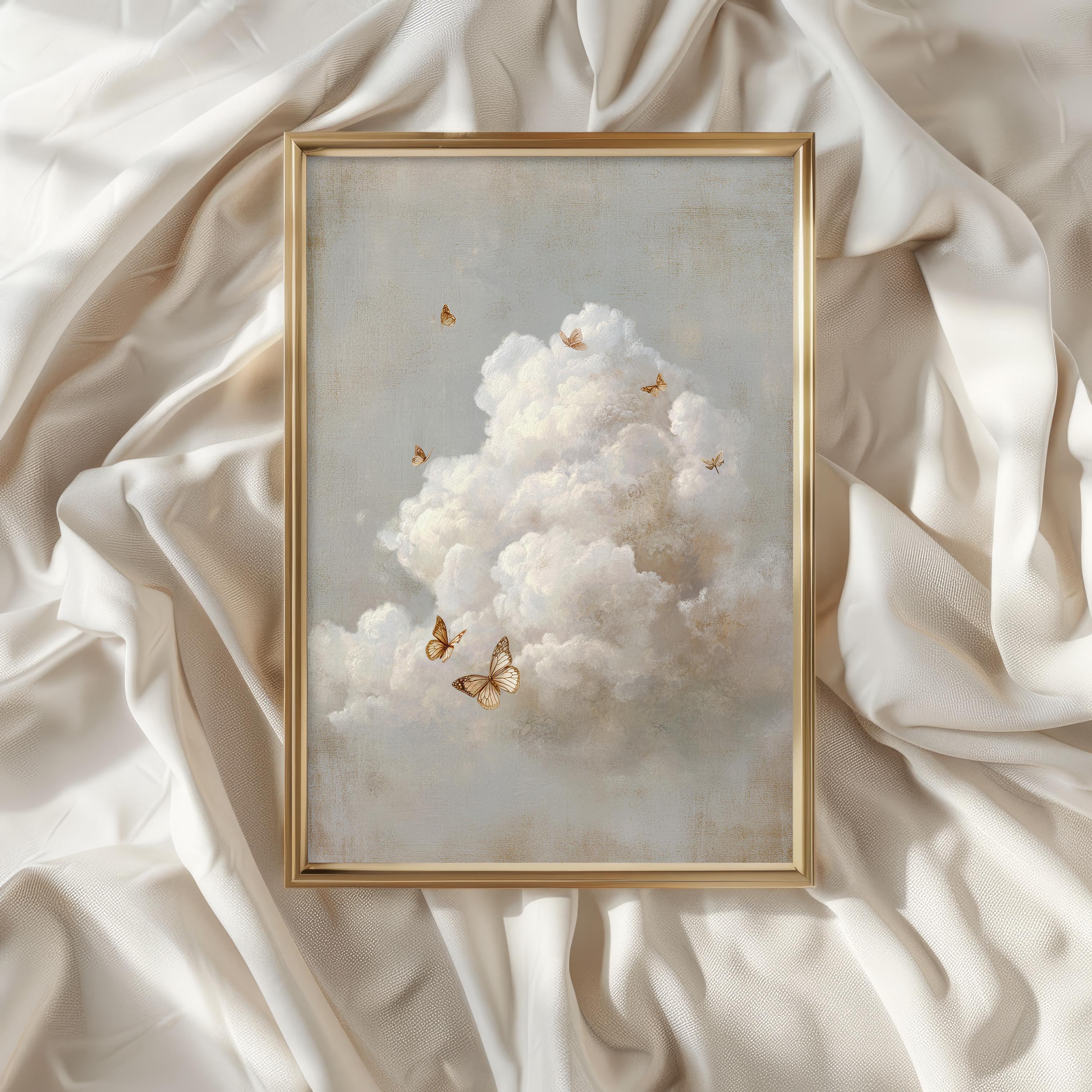 Butterfly Cloud Art Print, Vintage Cottagecore Wall Decor - Etsy