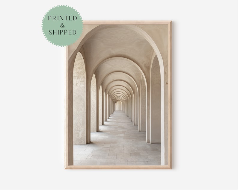 Trendigt beige neutralt arkitekturkonsttryck, beige heminredning, neutral väggkonst, minimalistisk väggdekor, lugnande zen-tryck, kanvaskonst bild 2