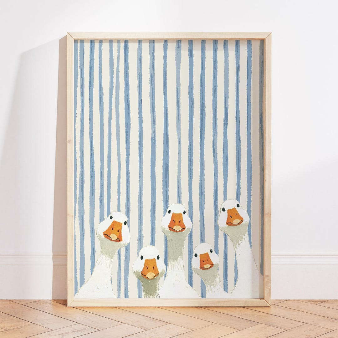 Silly Goose Boy Nursery Art Print, Blue Striped Nursery Decor - Etsy